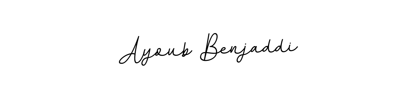 This is the best signature style for the Ayoub Benjaddi name. Also you like these signature font (BallpointsItalic-DORy9). Mix name signature. Ayoub Benjaddi signature style 11 images and pictures png