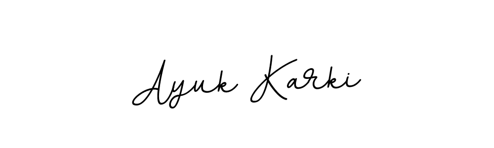 You should practise on your own different ways (BallpointsItalic-DORy9) to write your name (Ayuk Karki) in signature. don't let someone else do it for you. Ayuk Karki signature style 11 images and pictures png