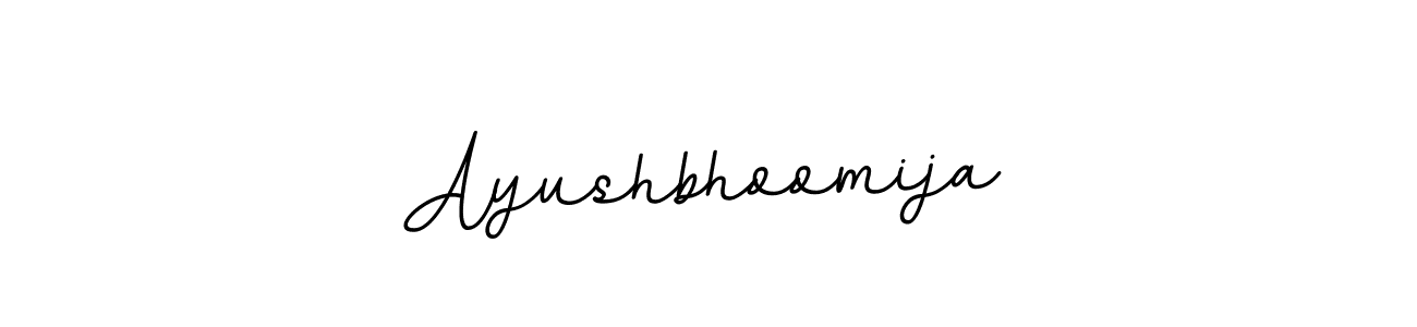 Use a signature maker to create a handwritten signature online. With this signature software, you can design (BallpointsItalic-DORy9) your own signature for name Ayushbhoomija. Ayushbhoomija signature style 11 images and pictures png