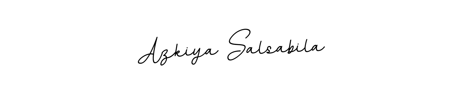 The best way (BallpointsItalic-DORy9) to make a short signature is to pick only two or three words in your name. The name Azkiya Salsabila include a total of six letters. For converting this name. Azkiya Salsabila signature style 11 images and pictures png