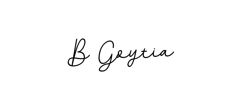 How to make B Goytia name signature. Use BallpointsItalic-DORy9 style for creating short signs online. This is the latest handwritten sign. B Goytia signature style 11 images and pictures png