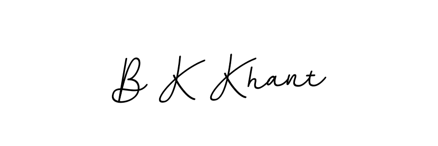 The best way (BallpointsItalic-DORy9) to make a short signature is to pick only two or three words in your name. The name B K Khant include a total of six letters. For converting this name. B K Khant signature style 11 images and pictures png