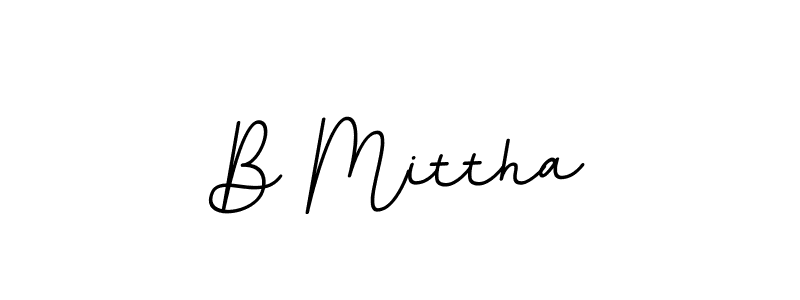 The best way (BallpointsItalic-DORy9) to make a short signature is to pick only two or three words in your name. The name B Mittha include a total of six letters. For converting this name. B Mittha signature style 11 images and pictures png