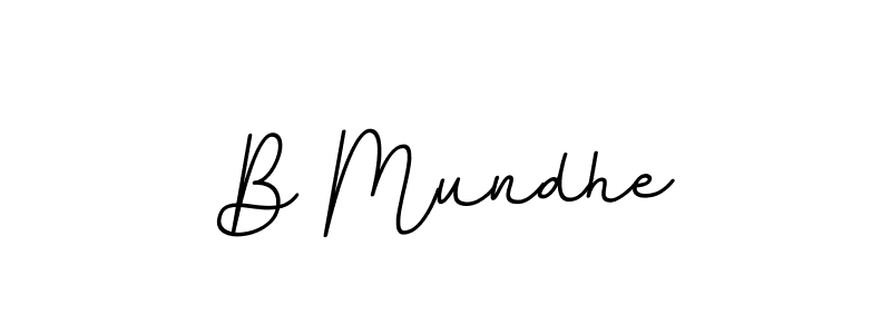 How to make B Mundhe name signature. Use BallpointsItalic-DORy9 style for creating short signs online. This is the latest handwritten sign. B Mundhe signature style 11 images and pictures png