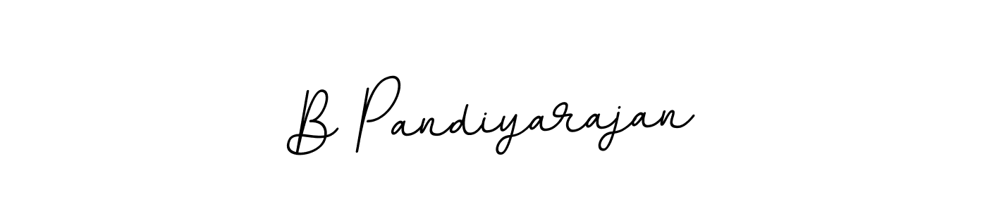 How to make B Pandiyarajan name signature. Use BallpointsItalic-DORy9 style for creating short signs online. This is the latest handwritten sign. B Pandiyarajan signature style 11 images and pictures png