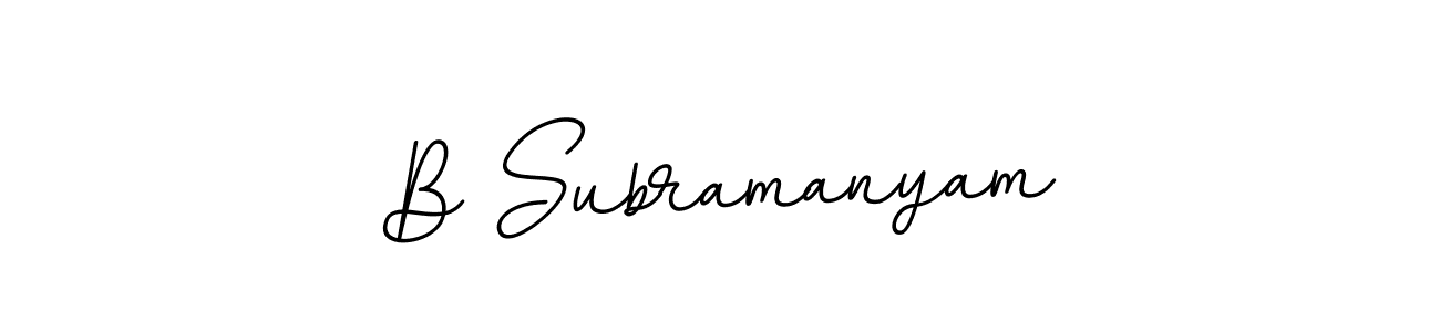 Create a beautiful signature design for name B Subramanyam. With this signature (BallpointsItalic-DORy9) fonts, you can make a handwritten signature for free. B Subramanyam signature style 11 images and pictures png