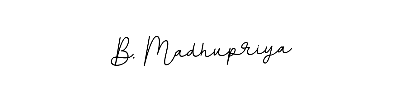 The best way (BallpointsItalic-DORy9) to make a short signature is to pick only two or three words in your name. The name B. Madhupriya include a total of six letters. For converting this name. B. Madhupriya signature style 11 images and pictures png