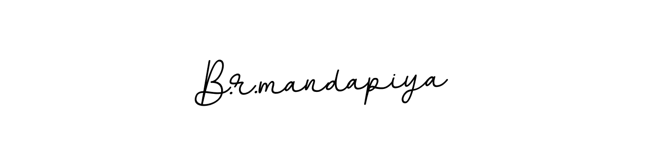 How to make B.r.mandapiya name signature. Use BallpointsItalic-DORy9 style for creating short signs online. This is the latest handwritten sign. B.r.mandapiya signature style 11 images and pictures png