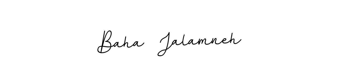 This is the best signature style for the Baha  Jalamneh name. Also you like these signature font (BallpointsItalic-DORy9). Mix name signature. Baha  Jalamneh signature style 11 images and pictures png