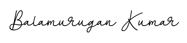 Get an exclusive digital autograph for Balamurugan Kumar. The BallpointsItalic-DORy9 typeface captures the charm of real penmanship on paper. Balamurugan Kumar signature style 11 images and pictures png