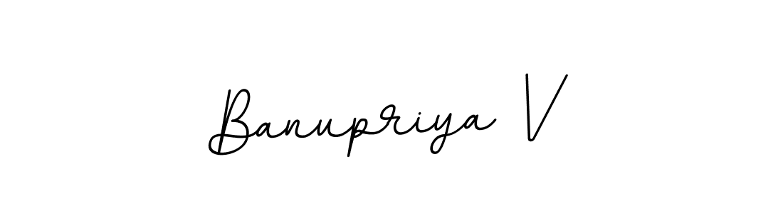 You should practise on your own different ways (BallpointsItalic-DORy9) to write your name (Banupriya V) in signature. don't let someone else do it for you. Banupriya V signature style 11 images and pictures png