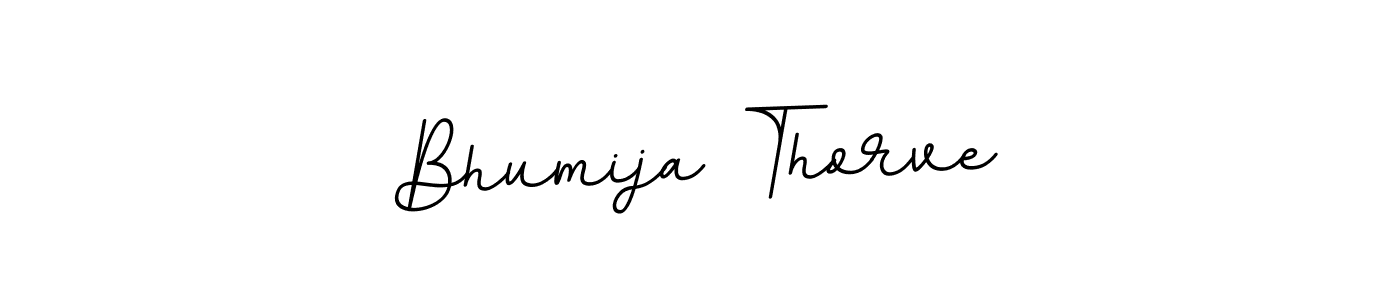 The best way (BallpointsItalic-DORy9) to make a short signature is to pick only two or three words in your name. The name Bhumija Thorve include a total of six letters. For converting this name. Bhumija Thorve signature style 11 images and pictures png