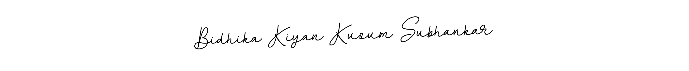 BallpointsItalic-DORy9 is a professional signature style that is perfect for those who want to add a touch of class to their signature. It is also a great choice for those who want to make their signature more unique. Get Bidhika Kiyan Kusum Subhankar name to fancy signature for free. Bidhika Kiyan Kusum Subhankar signature style 11 images and pictures png