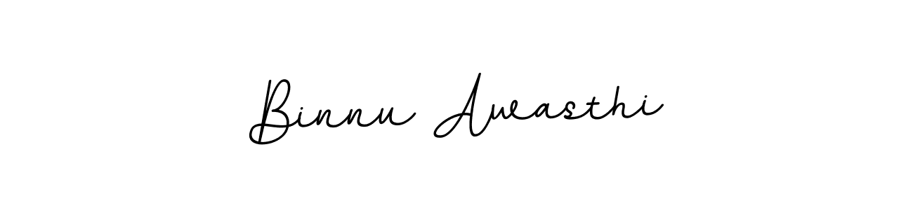 This is the best signature style for the Binnu Awasthi name. Also you like these signature font (BallpointsItalic-DORy9). Mix name signature. Binnu Awasthi signature style 11 images and pictures png