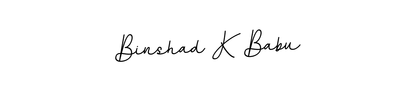 How to make Binshad K Babu name signature. Use BallpointsItalic-DORy9 style for creating short signs online. This is the latest handwritten sign. Binshad K Babu signature style 11 images and pictures png