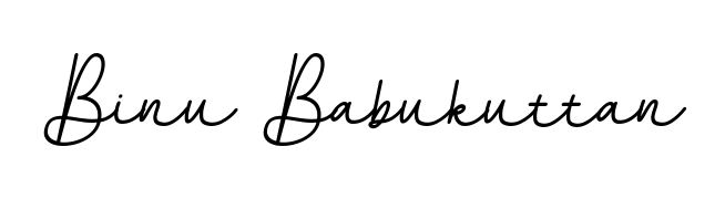 Master the art of signing with Binu Babukuttan written in fluent BallpointsItalic-DORy9 script. A great template to practice and refine your handwriting. Binu Babukuttan signature style 11 images and pictures png