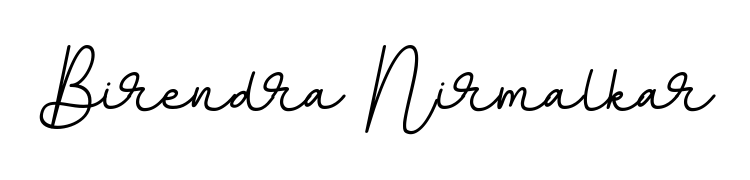 Get an exclusive digital autograph for Birendra Nirmalkar. The BallpointsItalic-DORy9 typeface captures the charm of real penmanship on paper. Birendra Nirmalkar signature style 11 images and pictures png