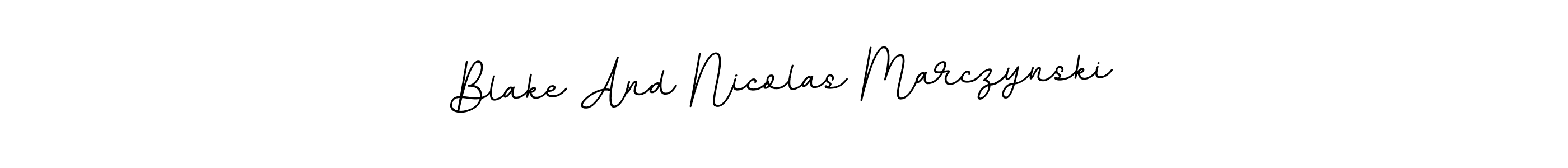 The best way (BallpointsItalic-DORy9) to make a short signature is to pick only two or three words in your name. The name Blake And Nicolas Marczynski include a total of six letters. For converting this name. Blake And Nicolas Marczynski signature style 11 images and pictures png