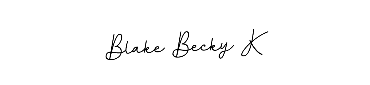 The best way (BallpointsItalic-DORy9) to make a short signature is to pick only two or three words in your name. The name Blake Becky K include a total of six letters. For converting this name. Blake Becky K signature style 11 images and pictures png