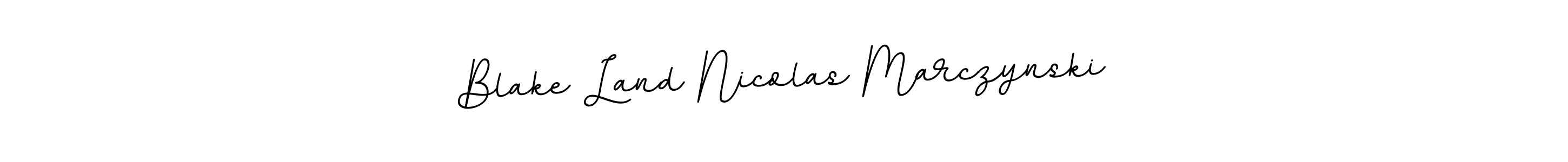 BallpointsItalic-DORy9 is a professional signature style that is perfect for those who want to add a touch of class to their signature. It is also a great choice for those who want to make their signature more unique. Get Blake Land Nicolas Marczynski name to fancy signature for free. Blake Land Nicolas Marczynski signature style 11 images and pictures png