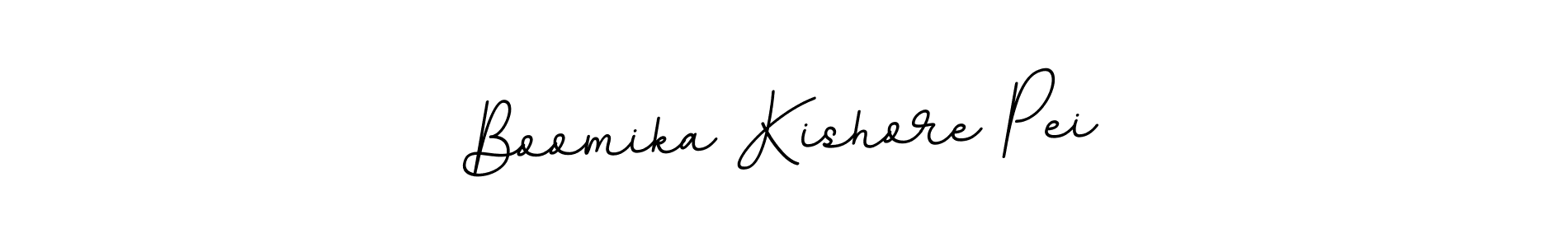 The best way (BallpointsItalic-DORy9) to make a short signature is to pick only two or three words in your name. The name Boomika Kishore Pei include a total of six letters. For converting this name. Boomika Kishore Pei signature style 11 images and pictures png