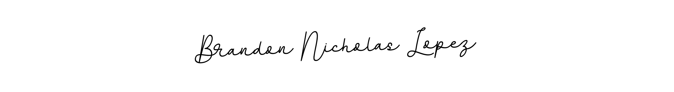 How to make Brandon Nicholas Lopez name signature. Use BallpointsItalic-DORy9 style for creating short signs online. This is the latest handwritten sign. Brandon Nicholas Lopez signature style 11 images and pictures png