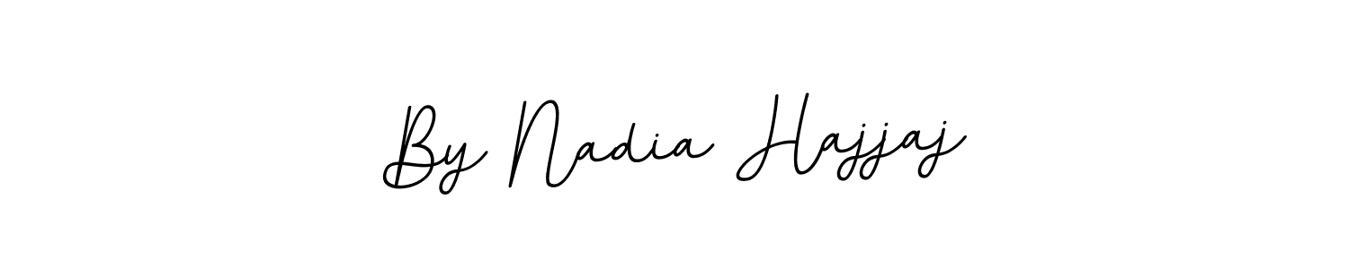 How to make By Nadia Hajjaj name signature. Use BallpointsItalic-DORy9 style for creating short signs online. This is the latest handwritten sign. By Nadia Hajjaj signature style 11 images and pictures png