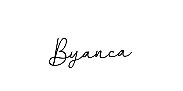 Use a signature maker to create a handwritten signature online. With this signature software, you can design (BallpointsItalic-DORy9) your own signature for name Byanca. Byanca signature style 11 images and pictures png