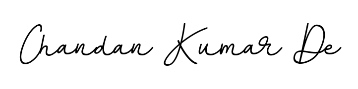 A timeless handwritten aesthetic for Chandan Kumar De. The BallpointsItalic-DORy9 font gives your signature a handcrafted feel with natural curves. Chandan Kumar De signature style 11 images and pictures png