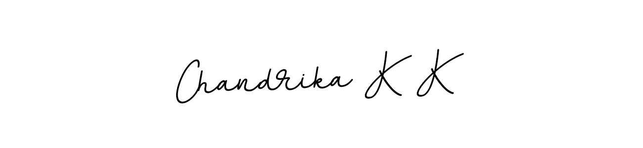 How to make Chandrika K K name signature. Use BallpointsItalic-DORy9 style for creating short signs online. This is the latest handwritten sign. Chandrika K K signature style 11 images and pictures png