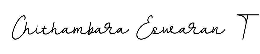 Express your personality with a custom Chithambara Eswaran T signature crafted with BallpointsItalic-DORy9 typography. Free transparent PNG download available. Chithambara Eswaran T signature style 11 images and pictures png