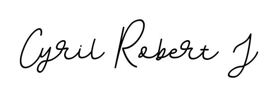 The BallpointsItalic-DORy9 font transforms the name Cyril Robert J into an executive sign with sharp precision and distinguished character. Cyril Robert J signature style 11 images and pictures png