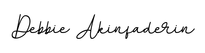 A stylish, flowing autograph style designed for name Debbie Akinfaderin using BallpointsItalic-DORy9 typography. Perfect for digital creative projects. Debbie Akinfaderin signature style 11 images and pictures png