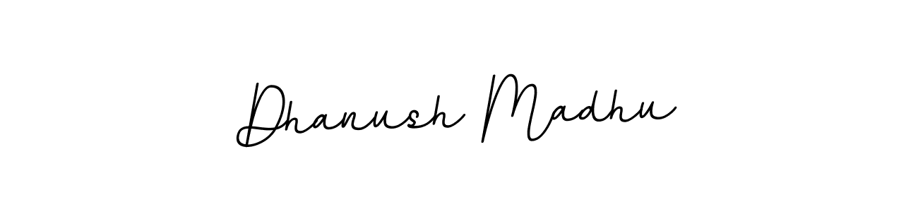 How to make Dhanush Madhu name signature. Use BallpointsItalic-DORy9 style for creating short signs online. This is the latest handwritten sign. Dhanush Madhu signature style 11 images and pictures png