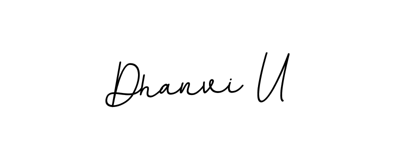 The best way (BallpointsItalic-DORy9) to make a short signature is to pick only two or three words in your name. The name Dhanvi U include a total of six letters. For converting this name. Dhanvi U signature style 11 images and pictures png