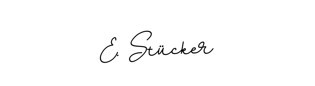 How to make E. Stücker name signature. Use BallpointsItalic-DORy9 style for creating short signs online. This is the latest handwritten sign. E. Stücker signature style 11 images and pictures png