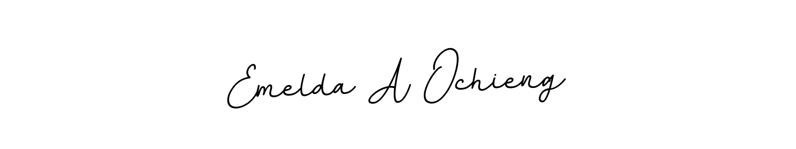 How to make Emelda A Ochieng name signature. Use BallpointsItalic-DORy9 style for creating short signs online. This is the latest handwritten sign. Emelda A Ochieng signature style 11 images and pictures png