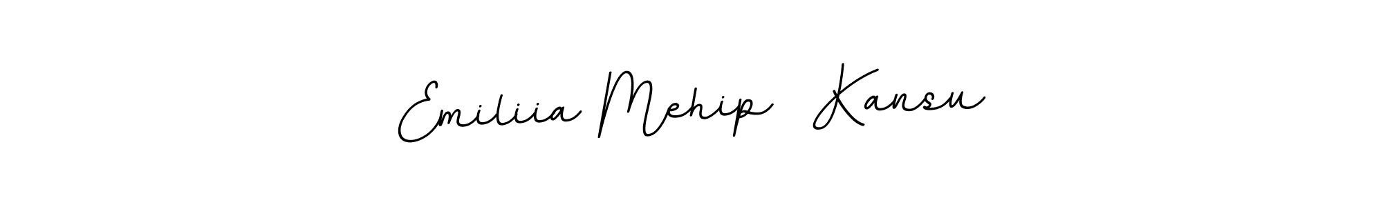 You should practise on your own different ways (BallpointsItalic-DORy9) to write your name (Emiliia Mehip  Kansu) in signature. don't let someone else do it for you. Emiliia Mehip  Kansu signature style 11 images and pictures png