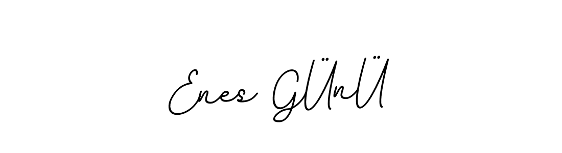 How to make Enes GÜnÜ name signature. Use BallpointsItalic-DORy9 style for creating short signs online. This is the latest handwritten sign. Enes GÜnÜ signature style 11 images and pictures png
