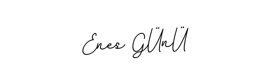 This is the best signature style for the Enes GÜnÜ name. Also you like these signature font (BallpointsItalic-DORy9). Mix name signature. Enes GÜnÜ signature style 11 images and pictures png