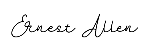 The BallpointsItalic-DORy9 typeface gives name Ernest Allen a refined look. Suitable for certificates, diplomas, and official verification. Ernest Allen signature style 11 images and pictures png