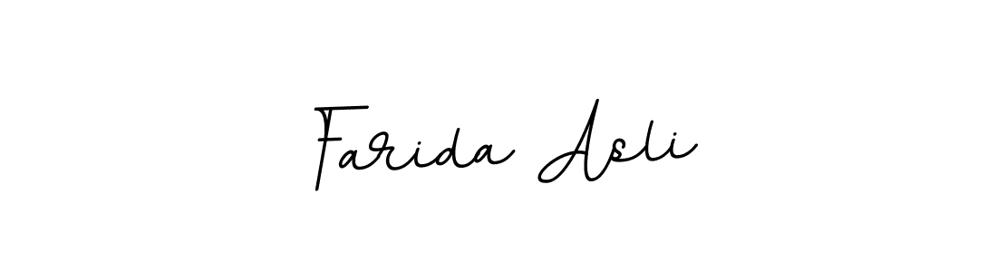 This is the best signature style for the Farida Asli name. Also you like these signature font (BallpointsItalic-DORy9). Mix name signature. Farida Asli signature style 11 images and pictures png