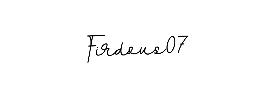 Design your own signature with our free online signature maker. With this signature software, you can create a handwritten (BallpointsItalic-DORy9) signature for name Firdous07. Firdous07 signature style 11 images and pictures png