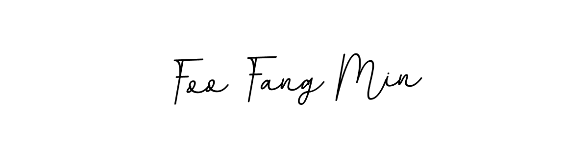 How to make Foo Fang Min name signature. Use BallpointsItalic-DORy9 style for creating short signs online. This is the latest handwritten sign. Foo Fang Min signature style 11 images and pictures png