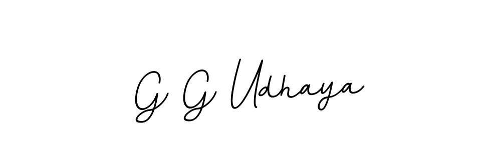 How to make G G Udhaya name signature. Use BallpointsItalic-DORy9 style for creating short signs online. This is the latest handwritten sign. G G Udhaya signature style 11 images and pictures png