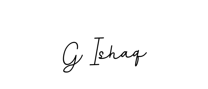 How to make G Ishaq name signature. Use BallpointsItalic-DORy9 style for creating short signs online. This is the latest handwritten sign. G Ishaq signature style 11 images and pictures png