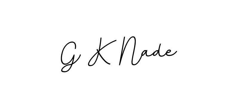 The best way (BallpointsItalic-DORy9) to make a short signature is to pick only two or three words in your name. The name G K Nade include a total of six letters. For converting this name. G K Nade signature style 11 images and pictures png