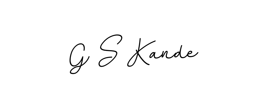 The best way (BallpointsItalic-DORy9) to make a short signature is to pick only two or three words in your name. The name G S Kande include a total of six letters. For converting this name. G S Kande signature style 11 images and pictures png