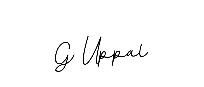 The best way (BallpointsItalic-DORy9) to make a short signature is to pick only two or three words in your name. The name G Uppal include a total of six letters. For converting this name. G Uppal signature style 11 images and pictures png