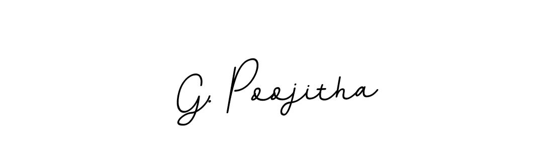 How to make G. Poojitha name signature. Use BallpointsItalic-DORy9 style for creating short signs online. This is the latest handwritten sign. G. Poojitha signature style 11 images and pictures png